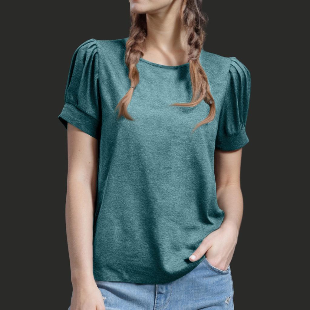 Женская модная повседневная плиссированная футболка с коротким рукавом и круглым вырезом