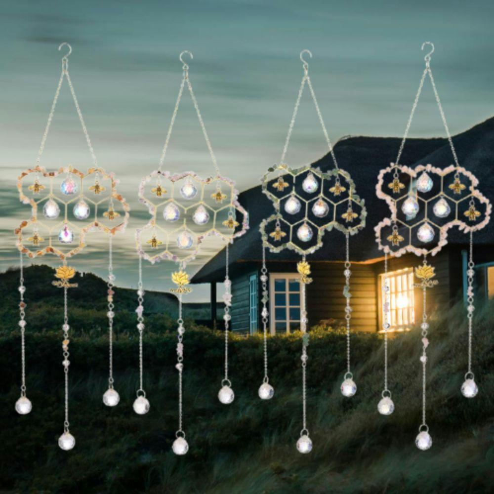 Natural Beehive Crystal Sun Catcher Hanging Wind Chimes Pendant  Bedroom Balcony Patio