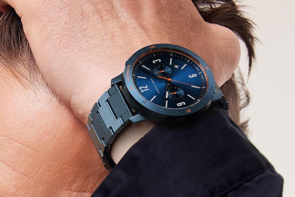 Часы-хронограф Lilianthal Berlin с датой, сделано в синем мужском исполнении, Германия, C02-003-B040EB,