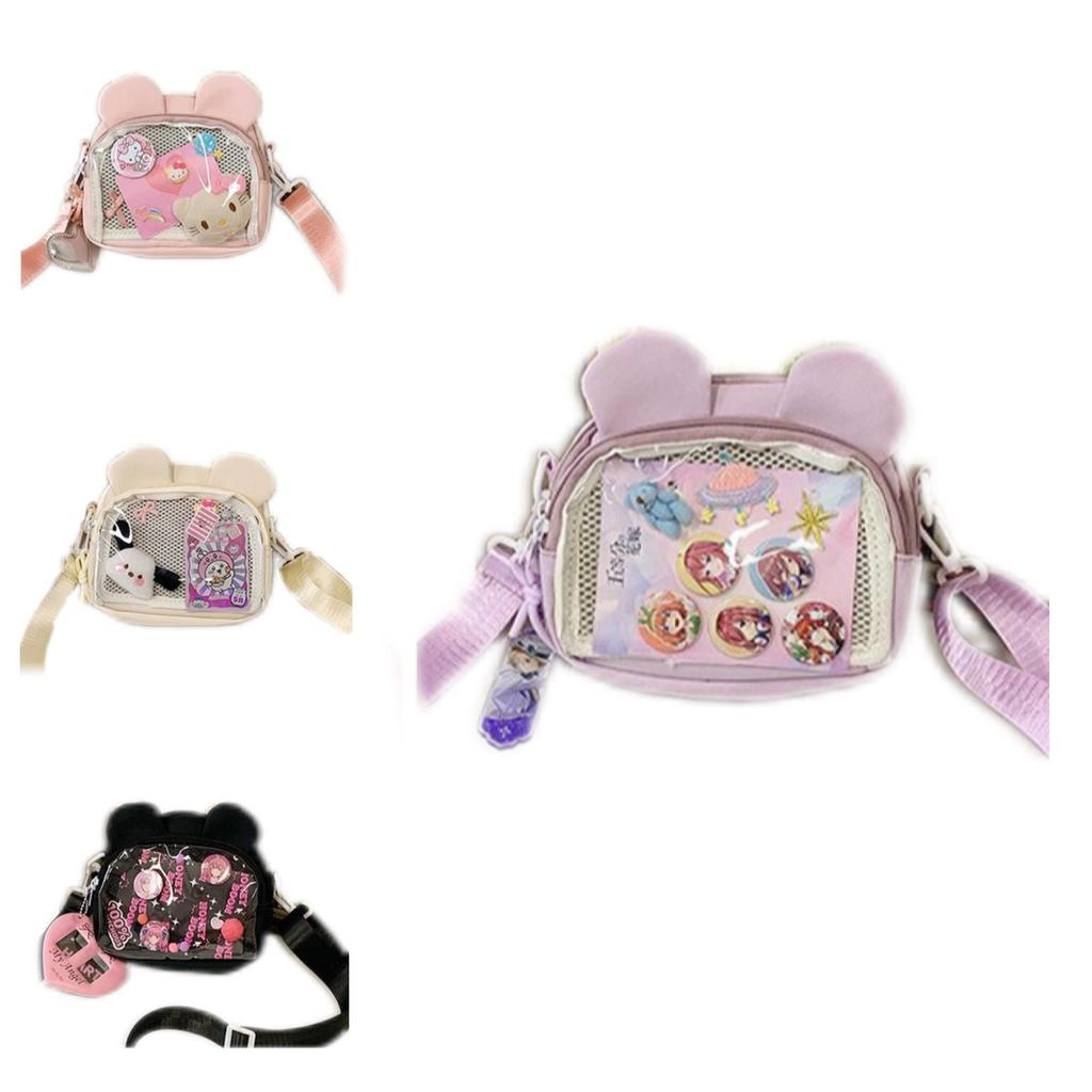 Transparent Bear Ears Bag With Polyester Interior For Students And Casual Outings