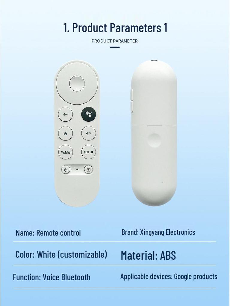 Bluetooth-пульт голосового управления Google TV для Chromecast 9-го поколения - Беспроводное управление на большом расстоянии