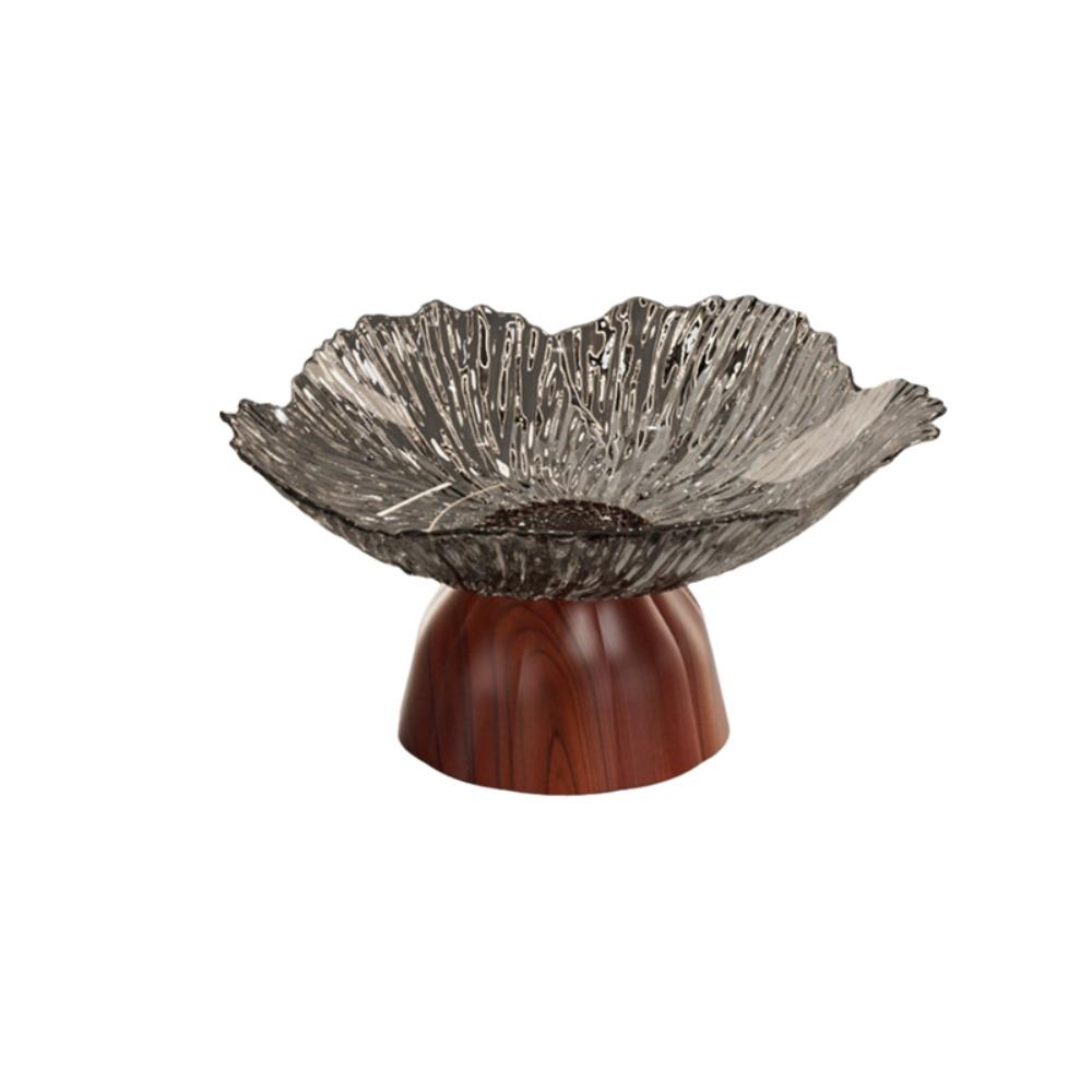 Large Capacity Pedestal Fruit Bowl Transparent Petal Design Snack Display Tray Counter-top