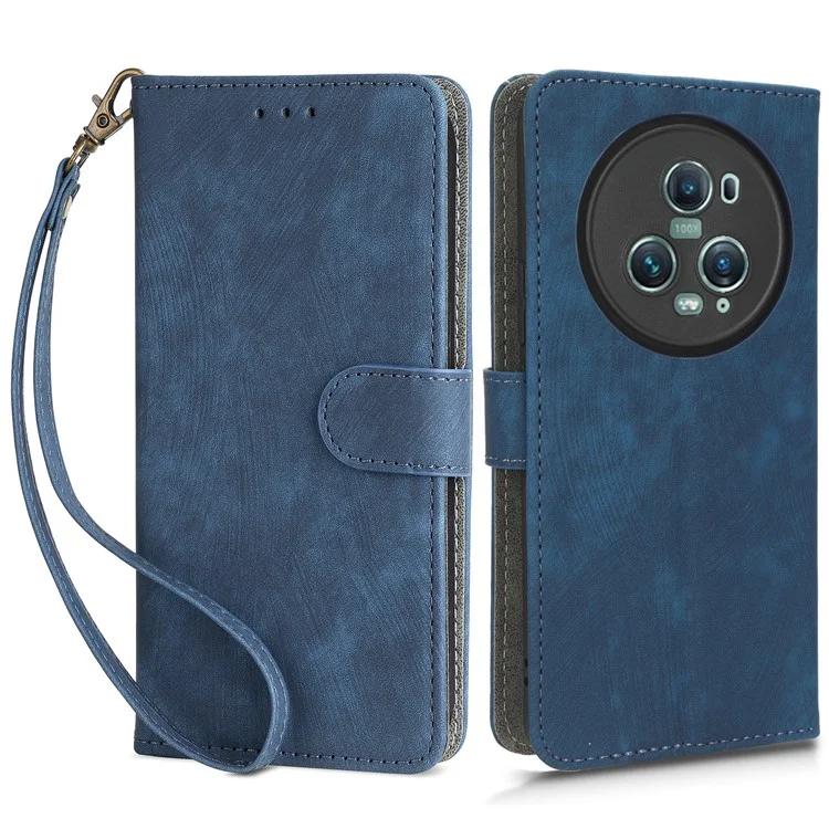 For Honor Magic5 Pro Phone Wallet Case RFID Blocking PU Leather Stand Phone Cover with Strap