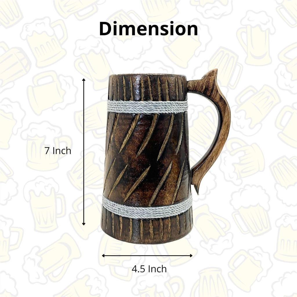 Деревянная пивная кружка ручной работы объемом 500 мл, манговое дерево с отделкой «Шишам», в стиле бочки, легкая и прочная, для крафтового пива, домашнего бара, кафе, вечеринки, подарка