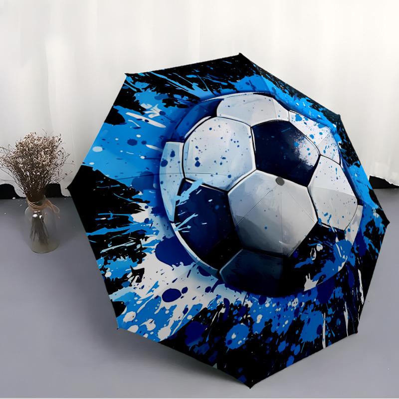 Soccer 3 Automatic Folding Umbrella That Opens And Closes Easily, Suitable for All Seasons, Perfect for Travel And Everyday Us