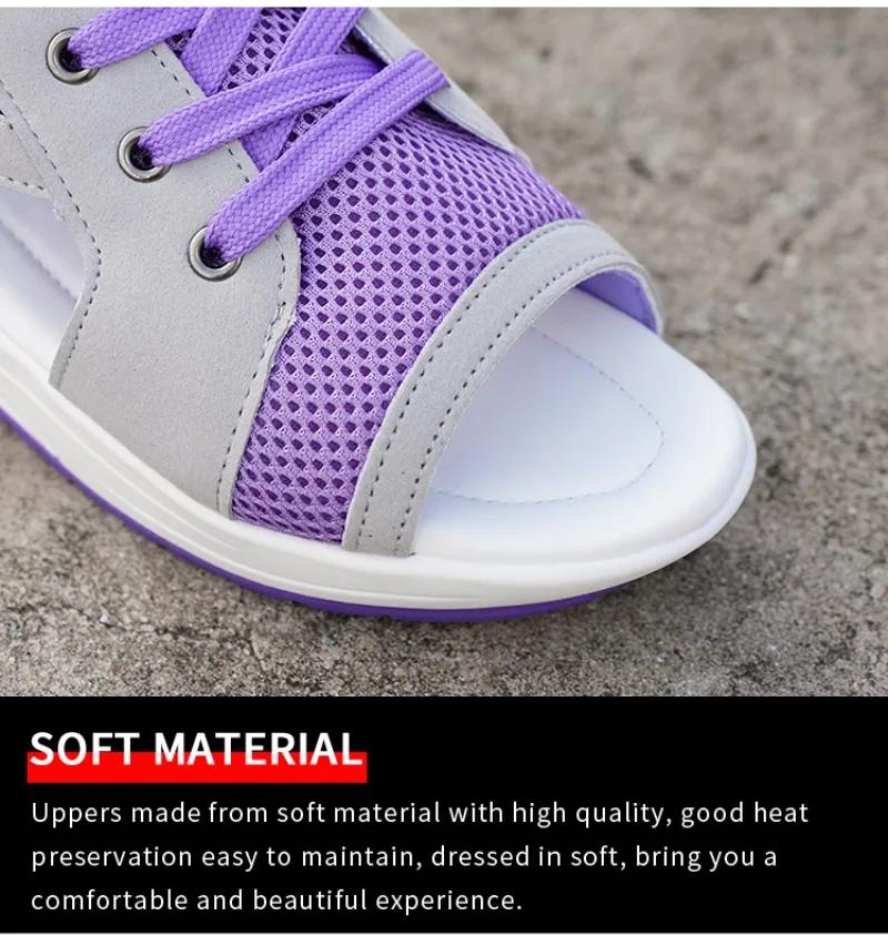 Женские сандалии на платформе с ремешками, спортивные кроссовки-сабо, удобные повседневные дышащие сандалии с открытым носком, летние