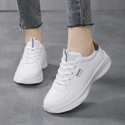 Мода 2025 Кожаные Дышащие Маленькие Белые Туфли Спортивная Обувь Студенческие Нескользящие Кроссовки Модная Шнуровка Повседневная Обувь Повседневный Бег