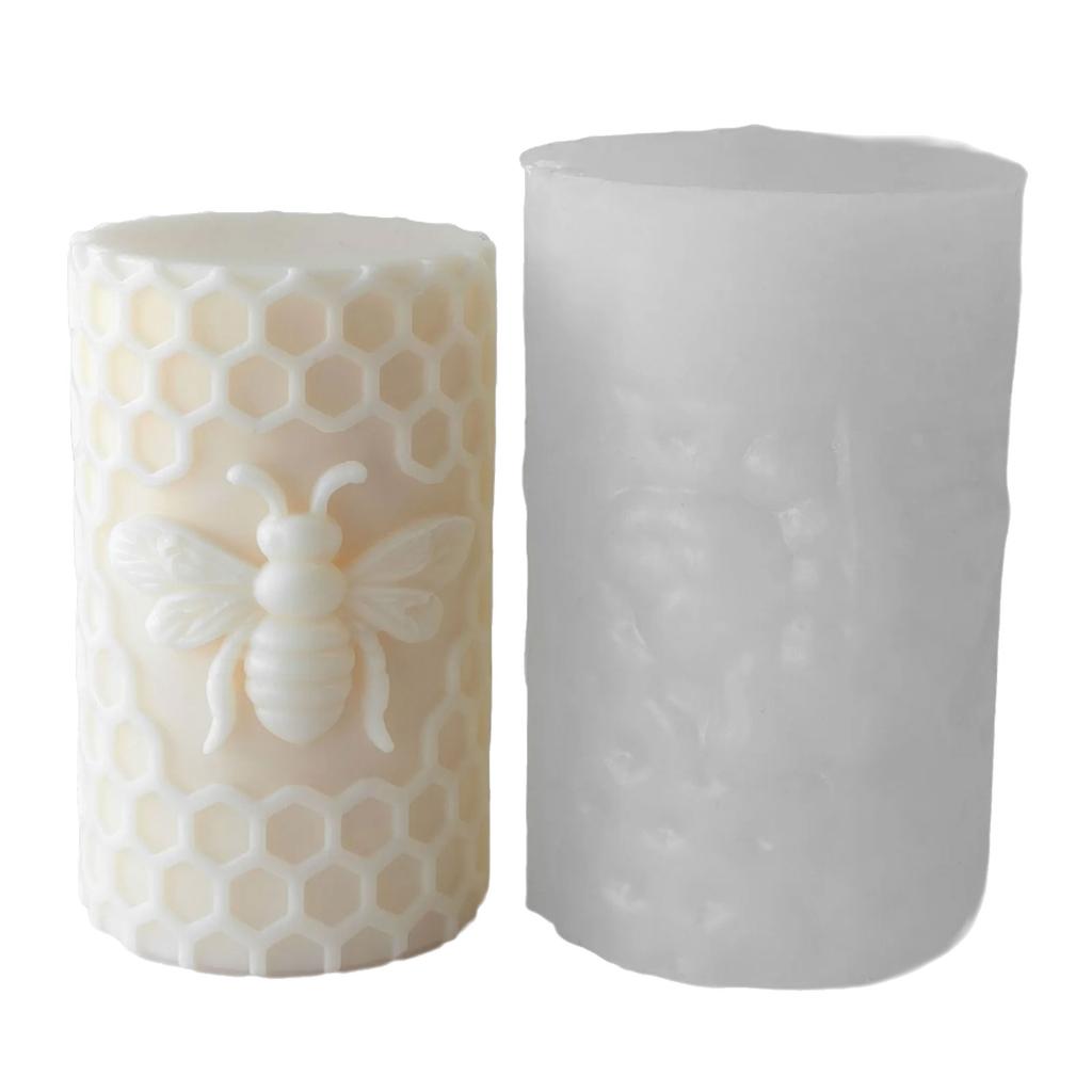 Embossed Honeycomb Candle Molds Cylinder Candle Silicone Molds for Epoxy Resin Making Candle Soap Gypsum Silicone Molds
