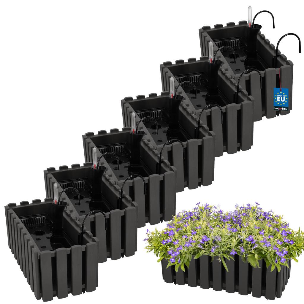 Flowerpot Balcony Box for Balustrade Terrace Flowers Gray 40cm 6 PCS