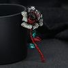 Niche Temperament Retro Red Rose Full Diamond Brooch High-end Elegant Versatile Flower Pin Brooch Women's Accessories