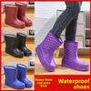 Women Fleece Snow Boots Waterproof Rain Boots Non-slip Kitchen Laundry Work Shoes