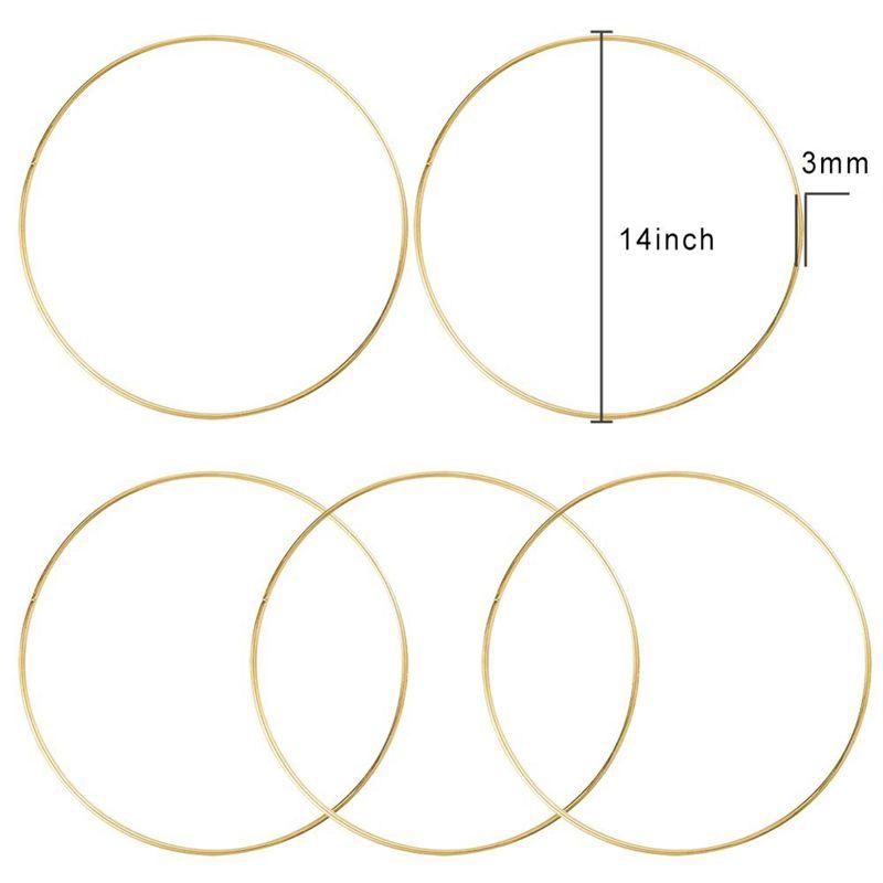 ABWR-15 Pack 14 Inch Large Metal Floral Hoop Wreath Macrame Gold Hoop Rings For DIY Wreath Decor