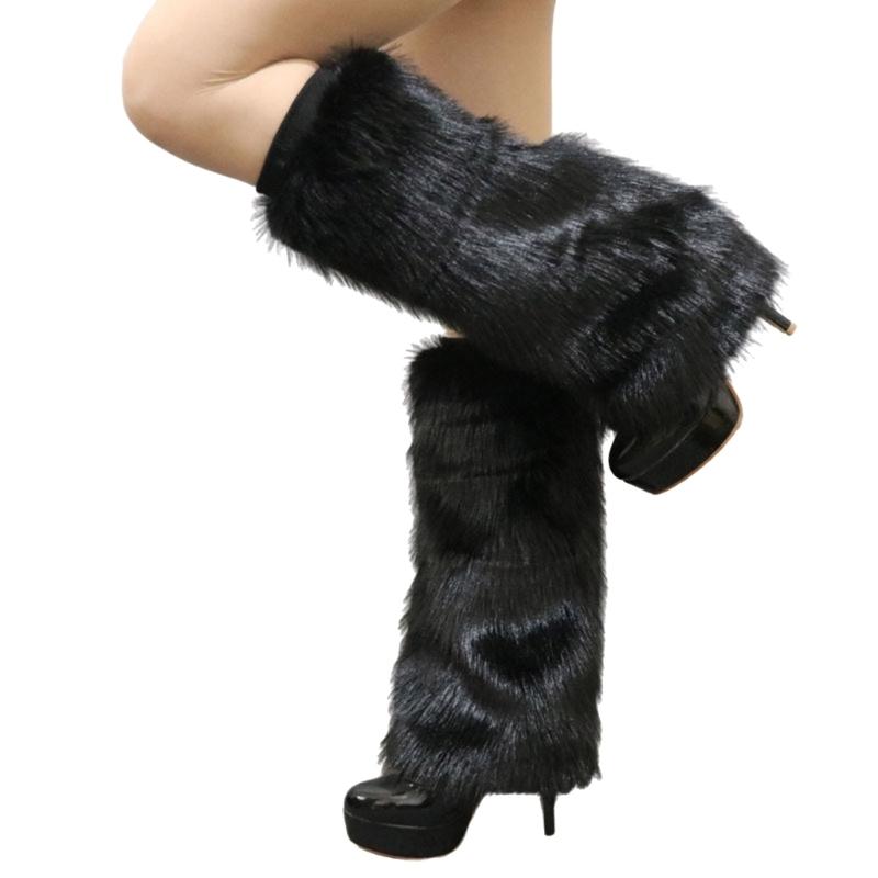 Plush Furry Leg Warmers for Women Cozy Winter Boot Toppers Cuffs Thermal Warm Fuzzy Foot Covers Footless Socks Gaiters