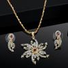 Estele Flower Pendant with 24K Gold Plated, Austrian Crystals and Rubies