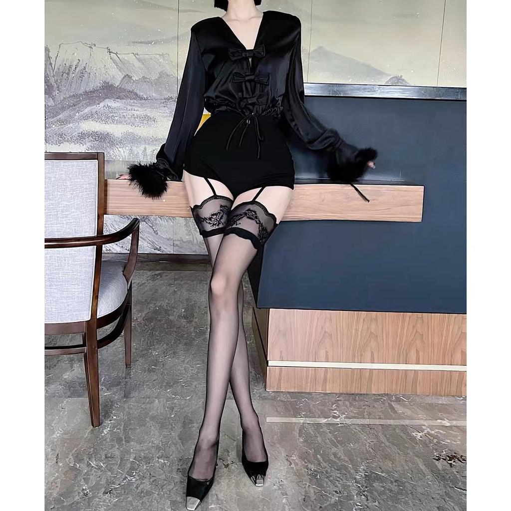 Lace Stockings, Stockings, Black Silk Sexy Suspenders, Women's Net Socks, Summer Thin White High Stockings, Knee Socks, Pantyhose.