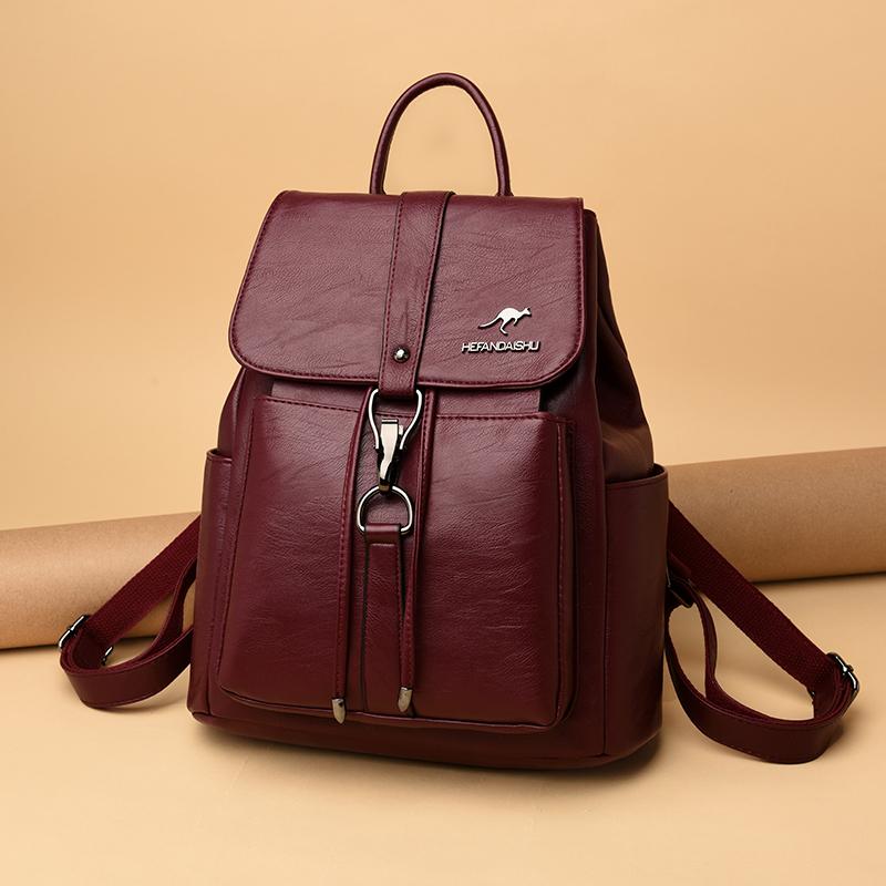 High Quality Leather Backpack Women Leather Travel Backpack School Bags for Teenager Girl Sac Ladies Shoulder Bags