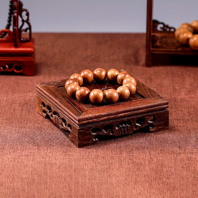 1pc Display Stand Retro Solid Wood Handcrafted for Flower Pots Bonsai Plant Shelf Square Multipurpose Miniatures Base