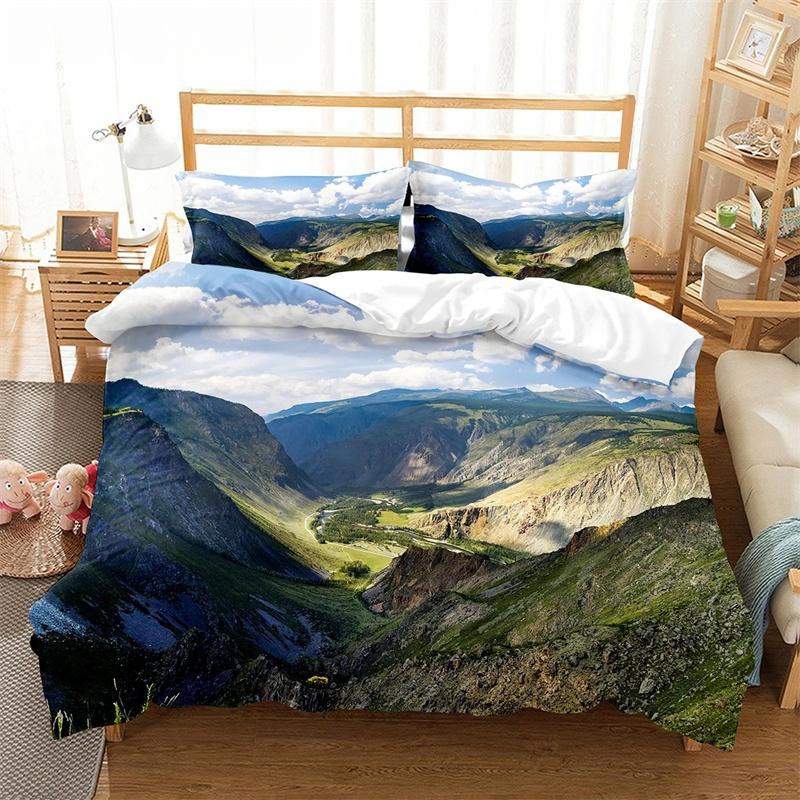 Пододеяльник «Алтайские горы» King Queen, комплект постельного белья «Природный пейзаж», «Лесной пейзаж», «Озеро», покрывало из полиэстера