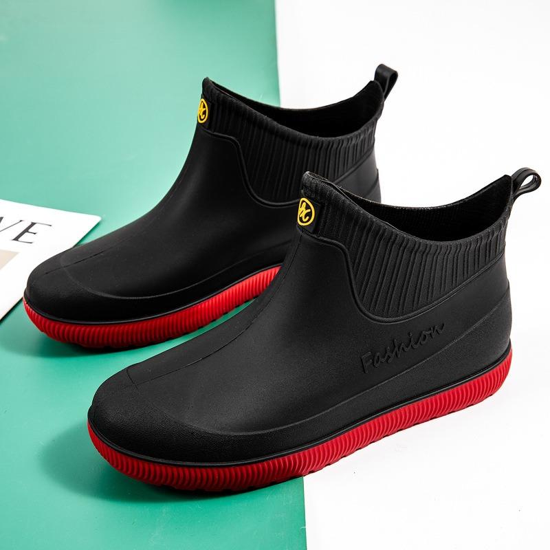 Мужские короткие резиновые сапоги, водонепроницаемые резиновые сапоги, резиновая обувь, кухонная водонепроницаемая обувь, бахилы