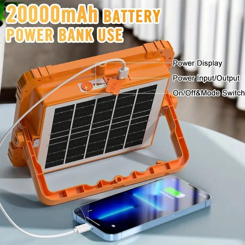 20000mah Portable Solar Lantern LED Tent Light Rechargeable Lantern Emergency Night Market Light Outdoor Camping Bulb Lamp