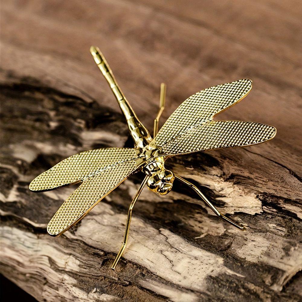 Metal Simulation Dragonfly Small Tea Pet Easy Use Pen Holder Desktop