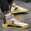 2024 Новые мужские роскошные кроссовки, модные блестящие зеркальные дизайнерские туфли, мужские кроссовки с золотым блеском, уличные хип-хоп мужские кроссовки для скейтбординга