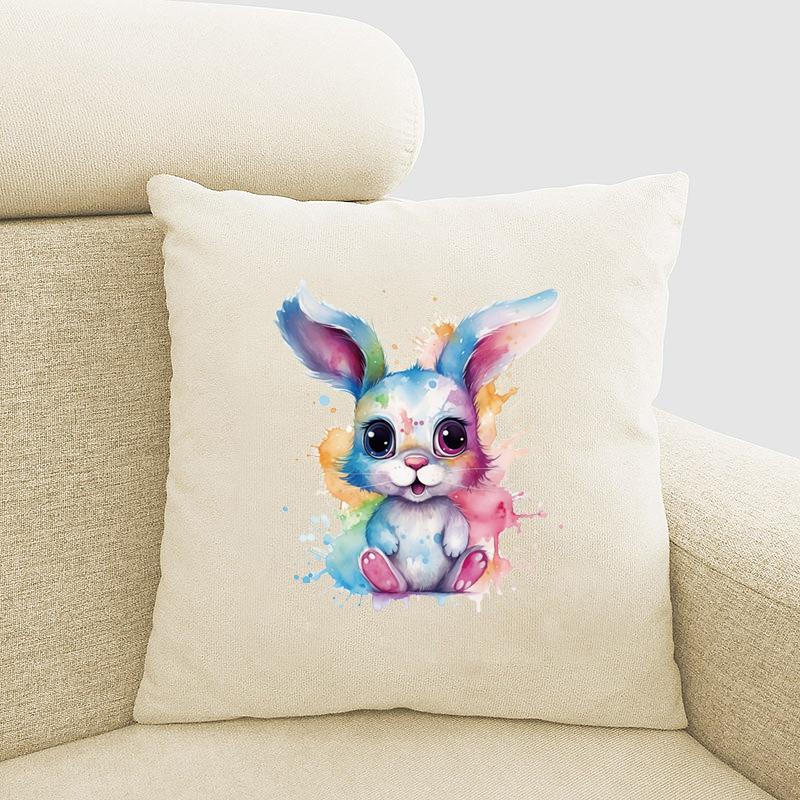 Красочная теплопередающая наклейка с длинными ушами кролика, животные, сделанные своими руками, смотрящие на вас, железные наклейки для одежды, изготовления футболок, украшения подушек