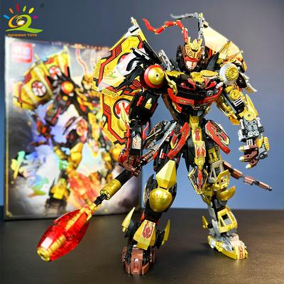 HUIQIBAO Черный Сунь Укун Воин Мех Робот Строительные блоки MOC Экшн-фигурка Кирпич Дети Город Строительство Дисплей Игрушки