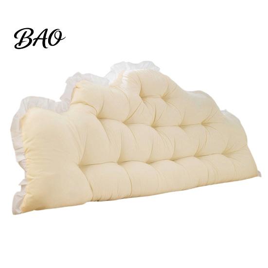 Backrest Support Cushion Headboard with Ruffle Trim, Dorm Pillow, Crown Shape, Bed Comfortable Wedge Pillow for College Bedroom Decor, Reading Back