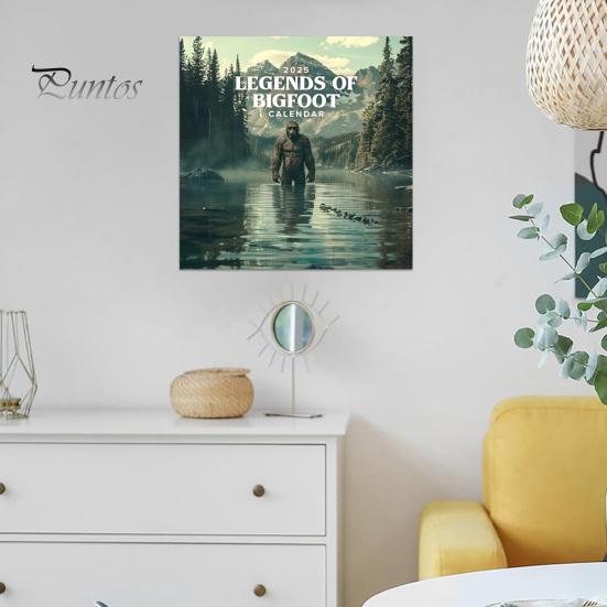 Настенный календарь 2025 года «Легенды снежного человека» Ежемесячный календарь-планировщик Подвесной календарь с иллюстрациями снежного человека для любителей приключений