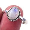 Кольцо из чистого серебра 925 пробы с натуральным радужным лунным камнем ручной работы, размер 10 F8K39