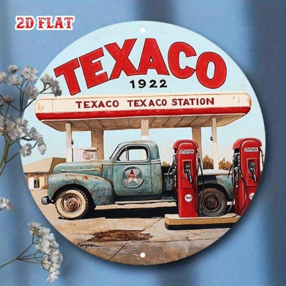 Винтажная металлическая жестяная вывеска Texaco Retro Грузовик Настенный Декор 7,87 Дюйма Круглая