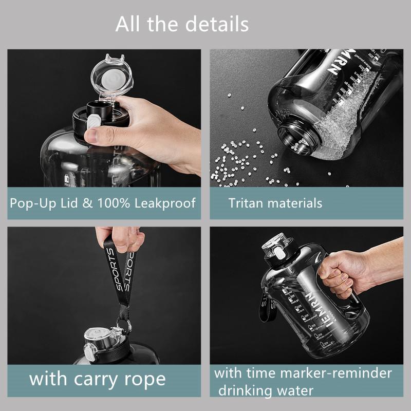 Water Bottle 2 Liters Tritan Material Precise Scale Portable Large Capacity Water Bottle with Straw For Men Women Sports Fitness