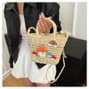 Straw Small Bag Casual Shoulder Messenger Bag Women's Woven Bucket Bag Cartoon Cute Vegetable Basket Handbag