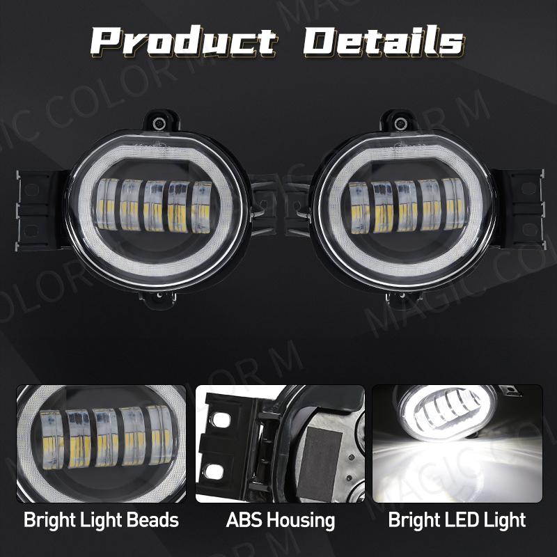 LED Fog Lights for Dodge Ram 1500 2002-2008 2500/3500 2003-2009 Durango Truck 2004-2006 with Angel Eye Fog Lamp Waterproof 12V