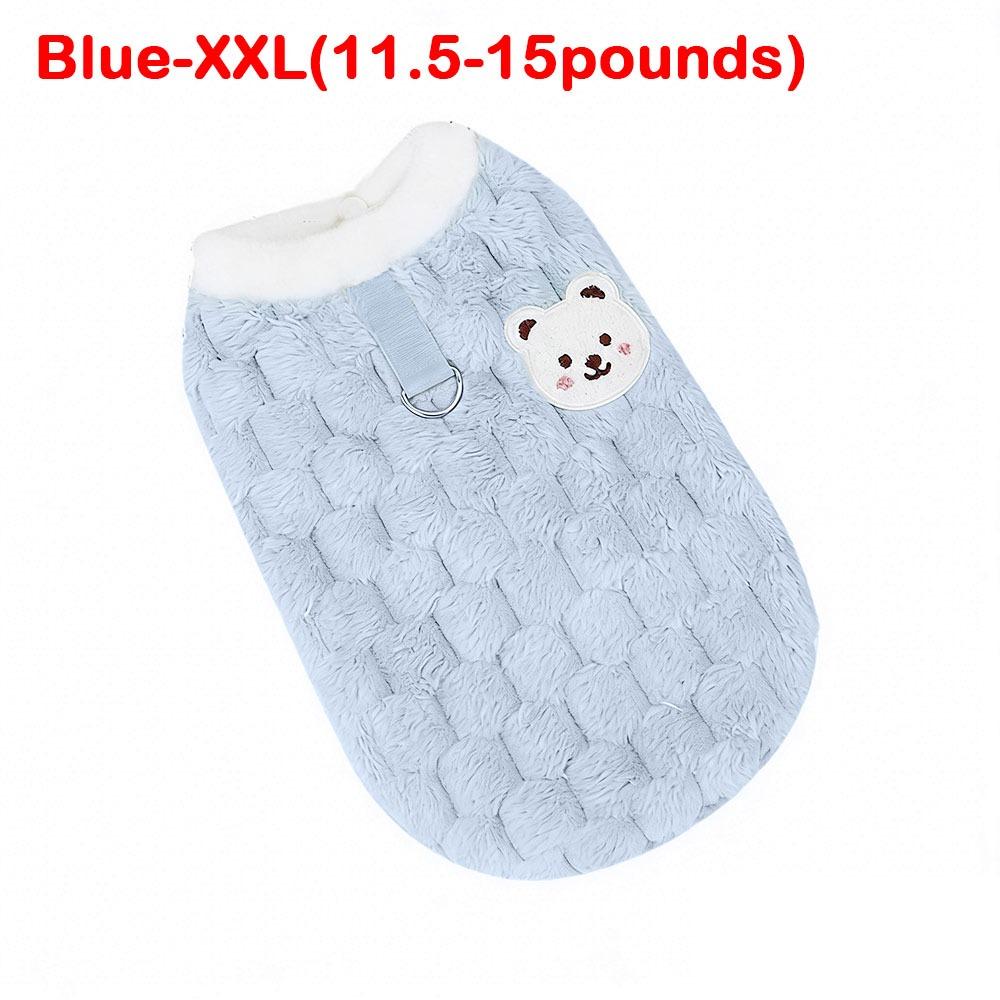 New Warm Winter Cat Clothes Cartoon Bear Cold Protection Cat Vest Fleece Pet Apparel for Small Dogs Puppies Kitten