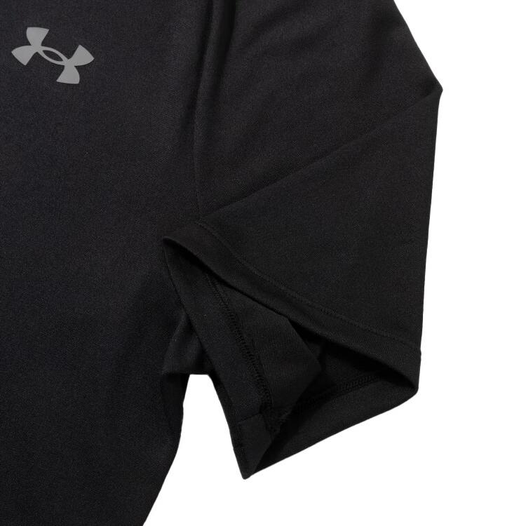 Under Armour Свободные быстросохнущие шорты с коротким рукавом и принтом логотипа, повседневный спортивный комплект для мужчин, черный цвет 1326413-001+22500214-001