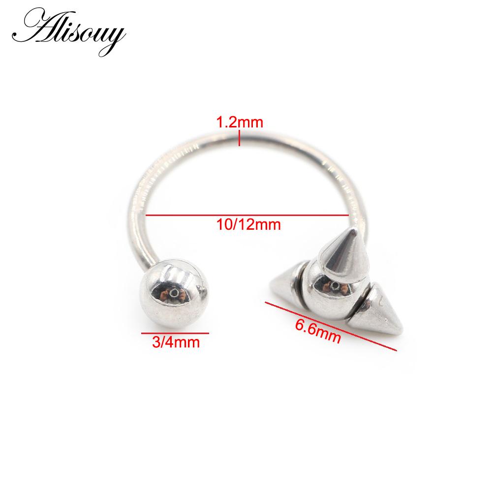 Alisouy 1PC нержавеющая сталь конус шип женский губа лабрет нос кольцо дайт пирсинг ювелирные изделия ушной обруч козелок хрящ спираль серьга