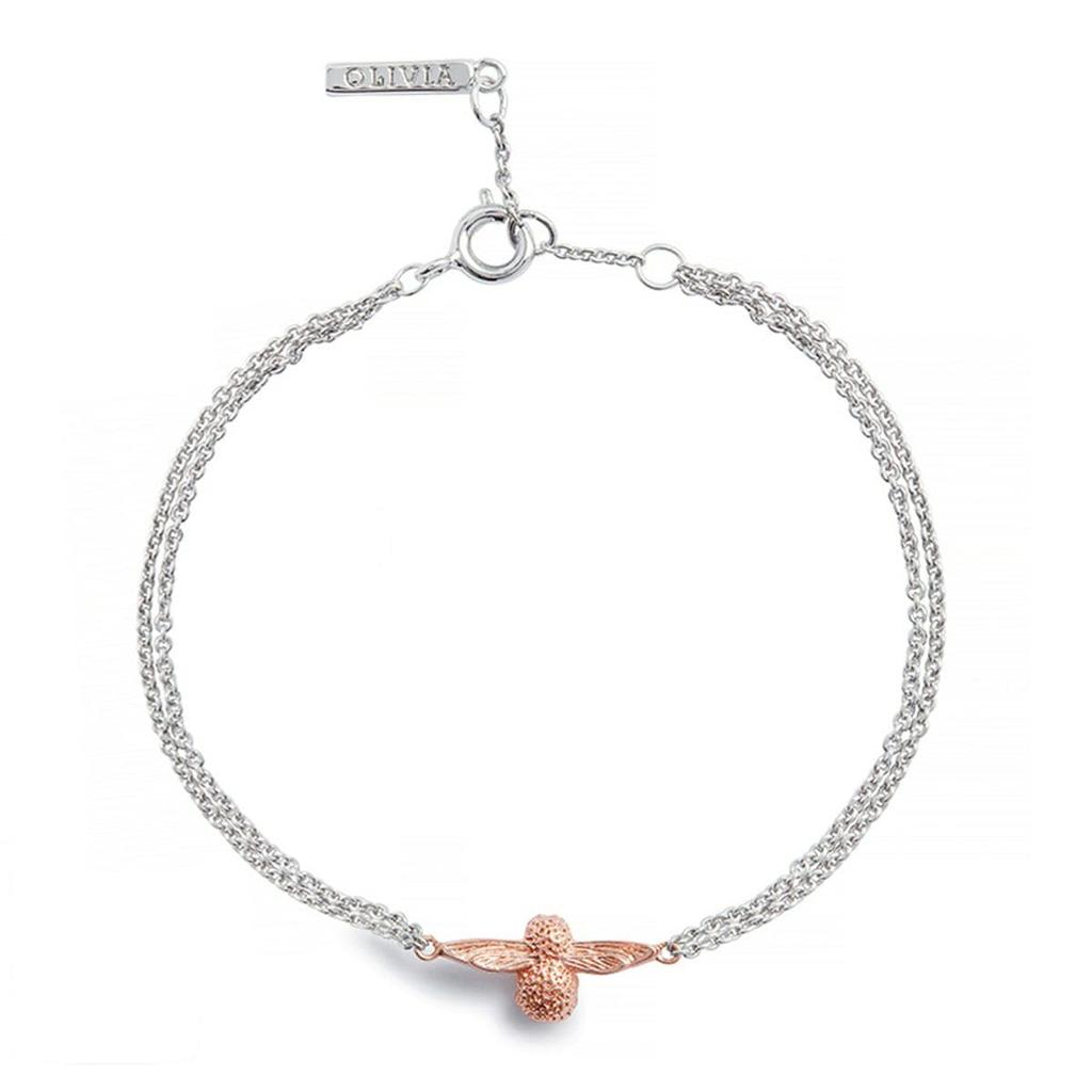 Authorized Distributor Olivia Burton Watch Water Color Floral Midi Gray Silver Rose Gold 3D Bee Chain Bracelet Silver Rose Gold Women's & & &