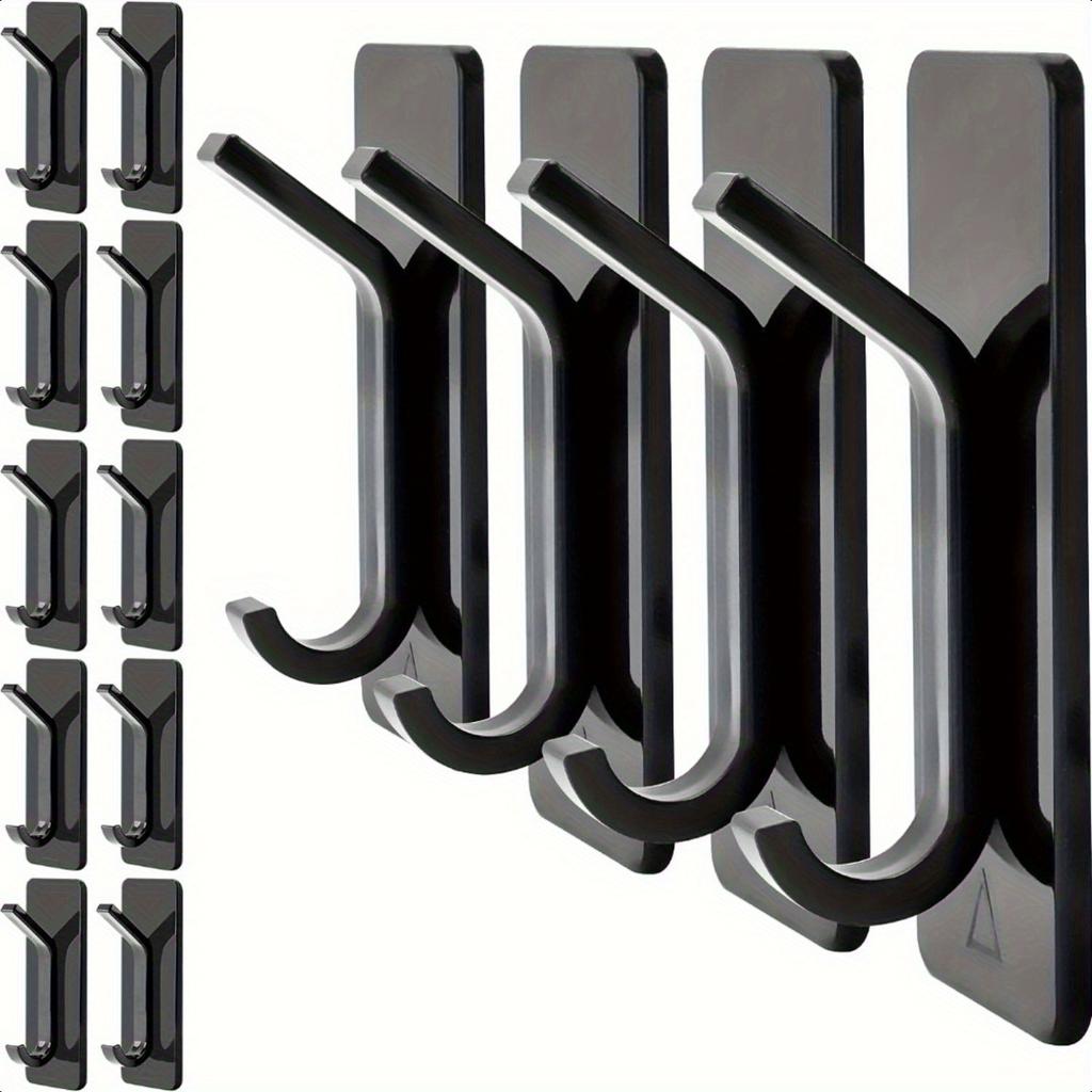 10pcs Easy-Install Adhesive Coat Hooks - Holds Up To 15 Lbs, Perfect for Shower, Bathroom & Kitchen Walls, Glass Doors, Mirrors & Tiles
