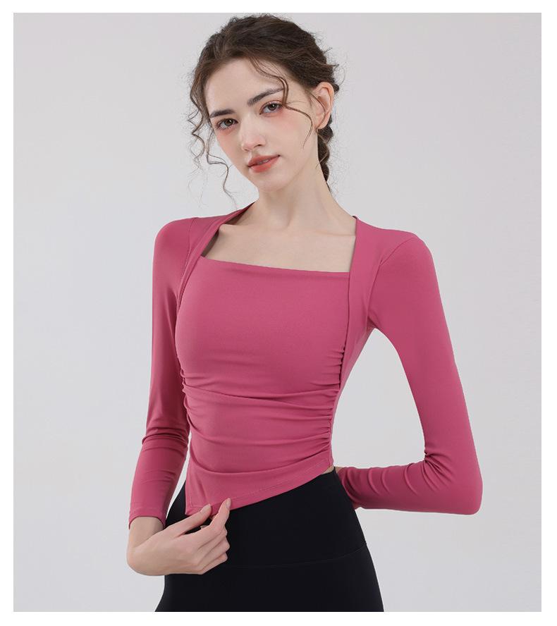 New Quick-dry Long-sleeved Top With High Elasticity, Nude-like Feel, Back Hollow-out, Slim-fitting, Sports Fitness Wear For Women