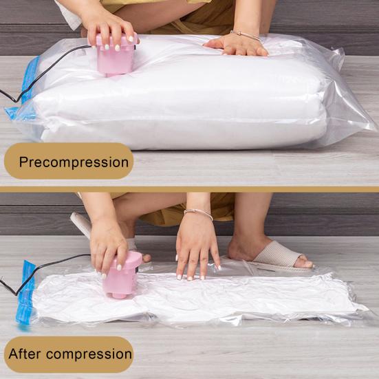 1 комплект вакуумного компрессионного мешка из утолщенного материала, большой емкости с насосом, прозрачный с воздушным клапаном