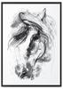 Poster Horse Sketch Portrait In Black Frame