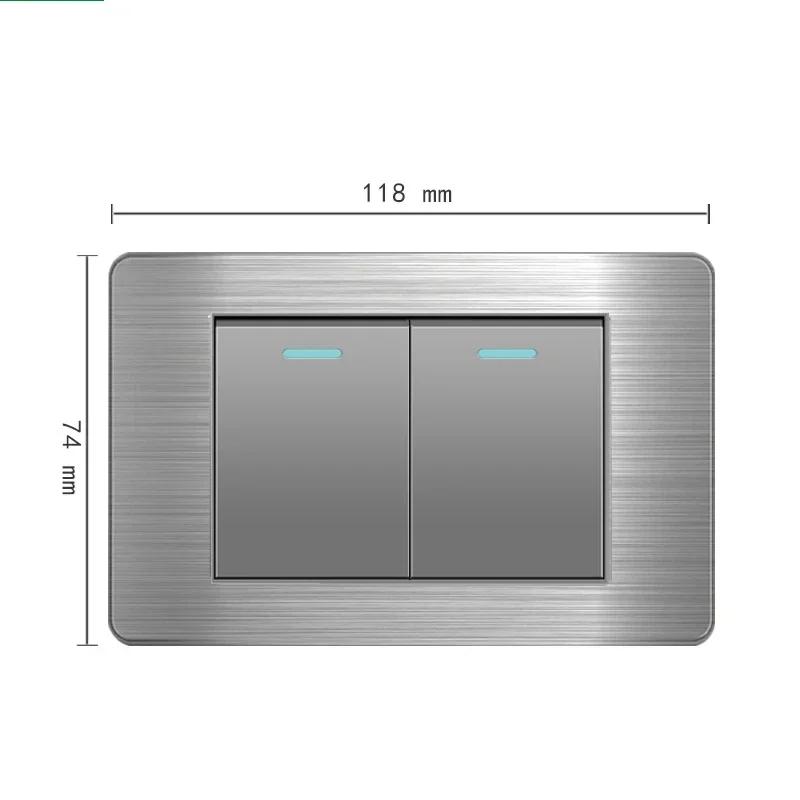 Американский стандарт настенный выключатель света розетка универсальная вилка с usb американская нержавеющая сталь 2-канальная панель розеток 118*74 м компьютер