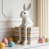Фигурка сидящего кролика Скульптура пасхального кролика Современная белая статуэтка кролика из смолы для стола