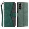 For Samsung Galaxy S25 FE Leather Case Splicing Stitching Wallet Phone Cover with Wrist Strap