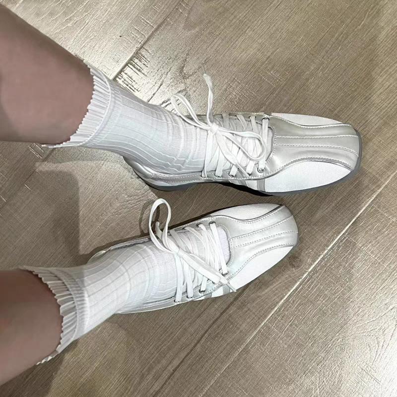 Niche Style White Lace-Up Ballet Flats for Women - 2025 Spring/Autumn Casual Mary Jane Shoes