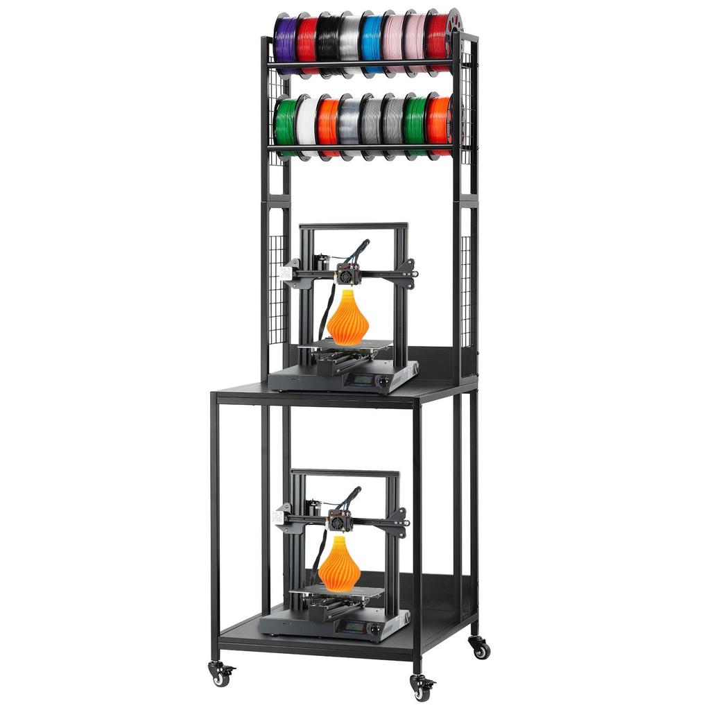 3D Printer Filament Storage Rack, 4-Tier 3D Printer Stand with Filament Storage, Spools Holder Racks Cart with Wheels, Filaments Organzied for 3D