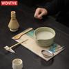 8pc/set Japanese Wave Pattern Matcha Ceramic Tea Whisk Standing Leaf Tip Bowl Filter Screen Tea Dial Utensils Tea Ceremony Gift