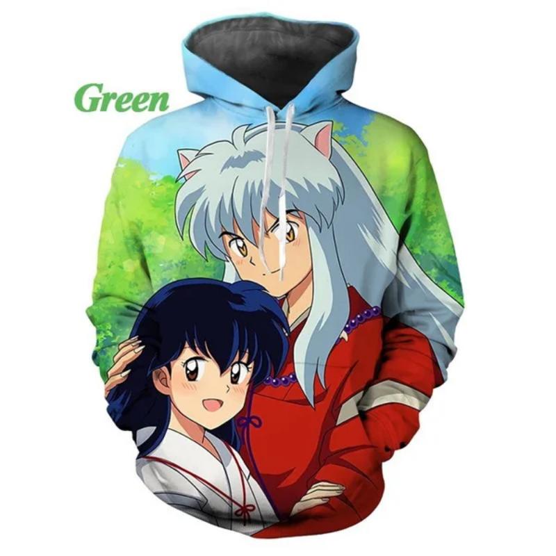 Новая модная толстовка-пуловер для пары с капюшоном в стиле аниме Инуяша с 3D-принтом, толстовка с капюшоном, унисекс-куртка